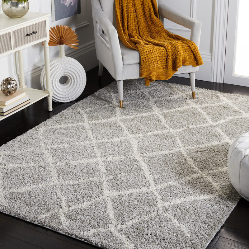 Tapis gris clair / crème Zettie, Rectangle 9 pi x 12 pi