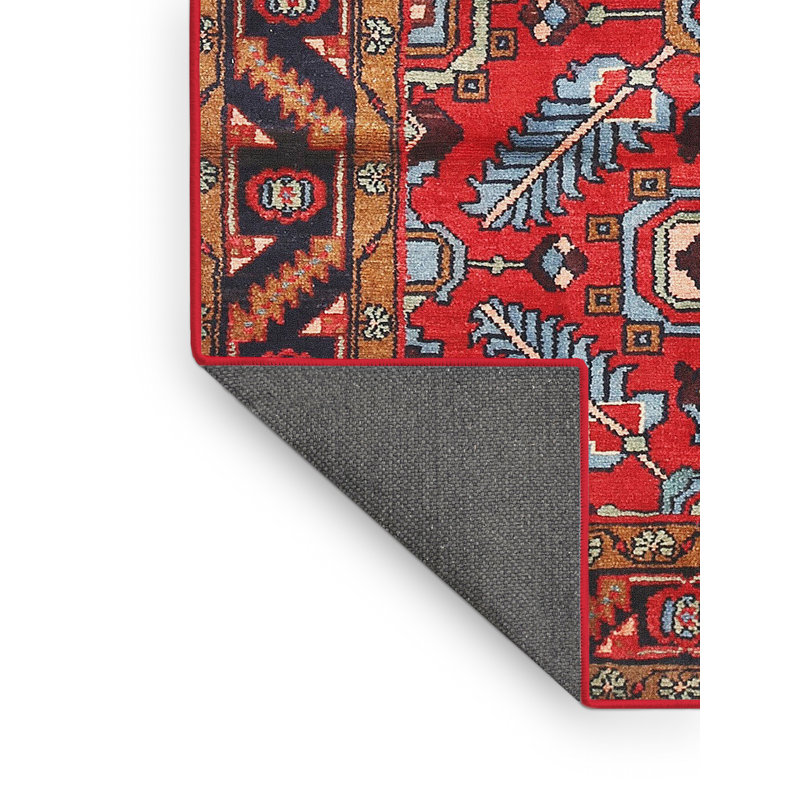 Tapis rouge/bleu traditionnel Reitman, Rectangle 4 pi x 6 pi