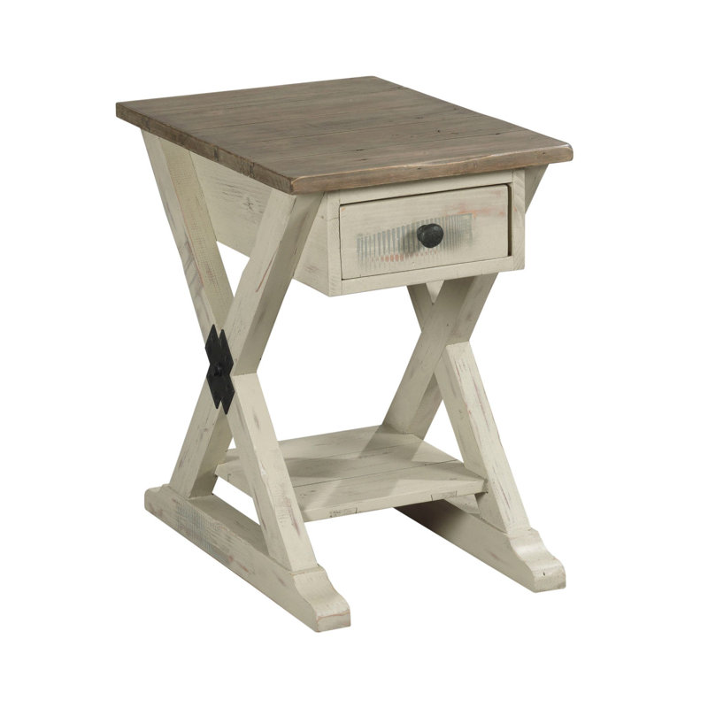 Table de bout à tréteaux avec rangement Gerke