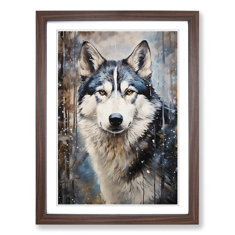 Husky Contemporary - Framed Print, 34cm H x 25cm W x 2cm D, Walnut Framed