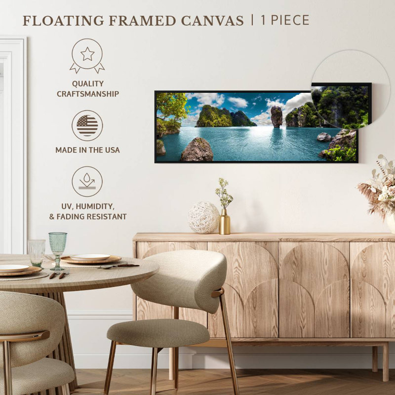 Iconic James Bond Island, Cadre flottant noir, 37 po x 13 po