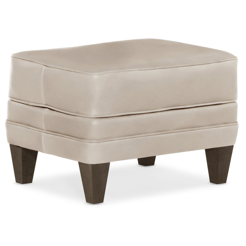 Willow Ottoman, Cobblestone, Aline Fumo Genuine Leather