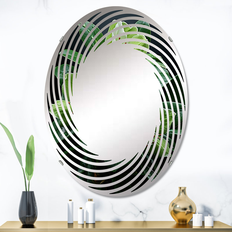 Fleurs de rhododendron méticuleusement détaillées - Miroir mural en spirale | Ovale, 35,4 po x 23,6 po