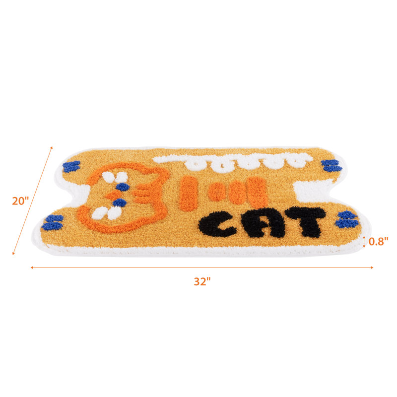 Tapis de salle de bain ultra-doux absorbant en forme d'animaux, Chat, Orange