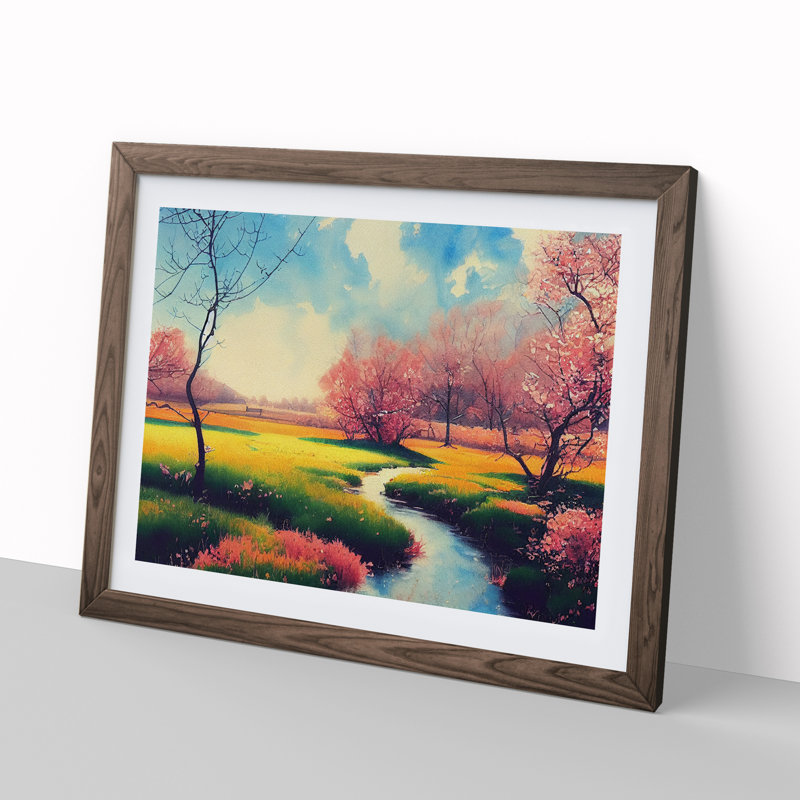 Spring Forest Steam Vol.2 - Single Picture Frame Print, Walnut, 25cm H x 34cm W x 2cm D