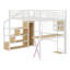 Metal Loft Bed With Wardrobe, Storage Staircase And LED-2045589841