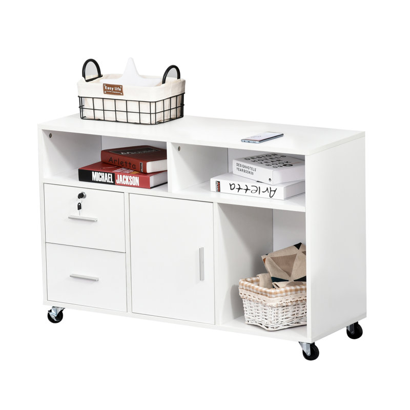 Bureau d'imprimante avec bureau à roulettes, roulettes verrouillables