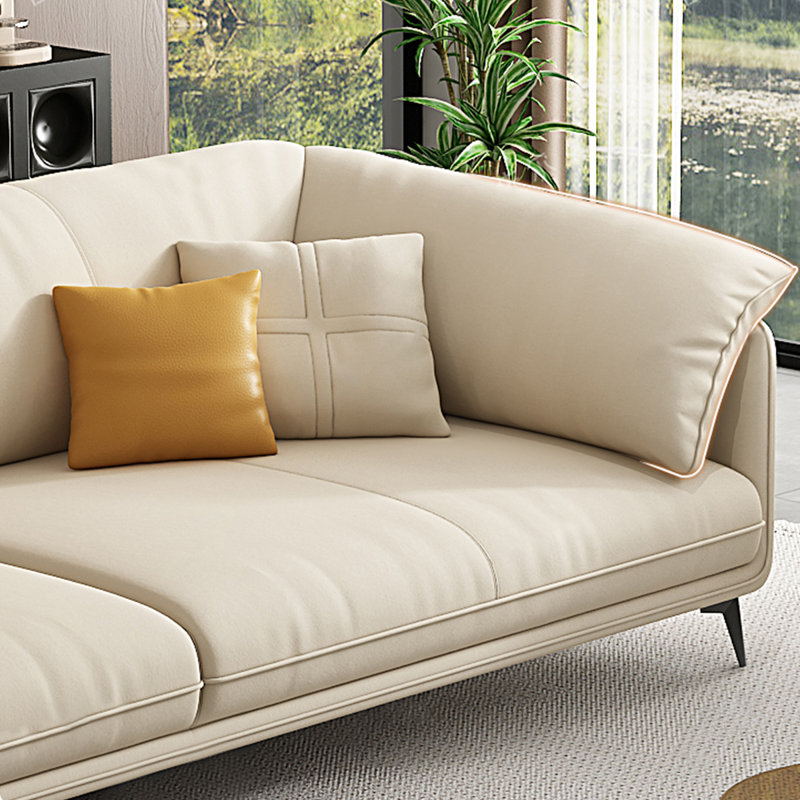 Khaki Polyester Standard Sofa, 33.46" H x 74.8" W x 38.58" D