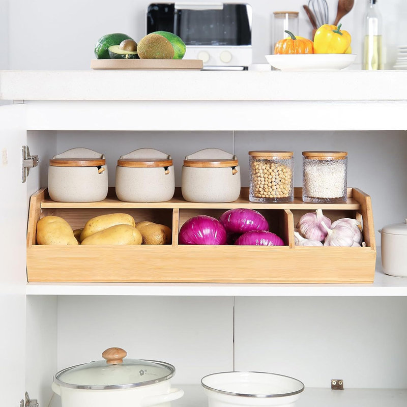 Bamboo Fruit & Vegetable Rack Basket Holder Kitchen Storage Stand Organzier