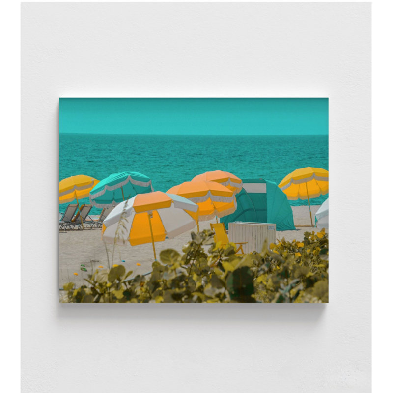 Photographie de plage de sable, photo de paradis tropical encadré, décoration murale de parapluie, impression de paysage de plage, impression de décoration océanique, art mural encadré