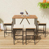 5-Piece Bar Height Table And Four Stools With Cushions, Dining Table Set
