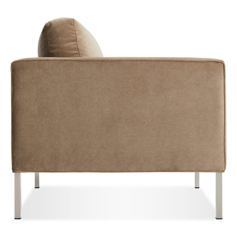 Paramount Loveseat, Otter Velvet Velvet, Stainless Steel