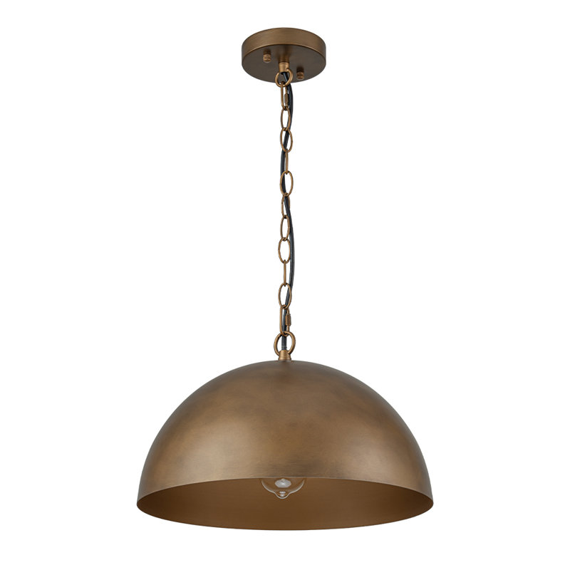 Bradson 1-light Antique Brass Dome Pendant, 9.4" H x 15" W x 15" D
