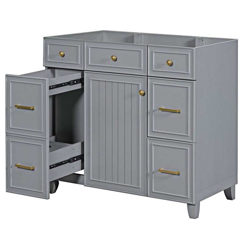Base de meuble-lavabo avec trois tiroirs, Gris