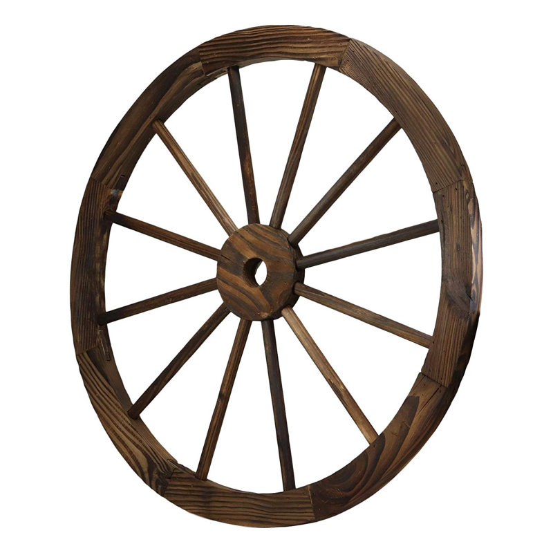 Décoration murale roue de wagon en bois cartwheel rond