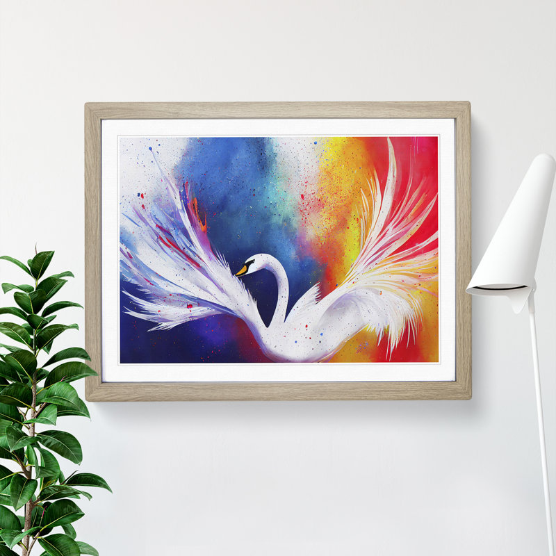 Swan Splash Vol.7 Abstract - Single Picture Frame Print, 46cm H x 64cm W x 2cm D, Oak Framed