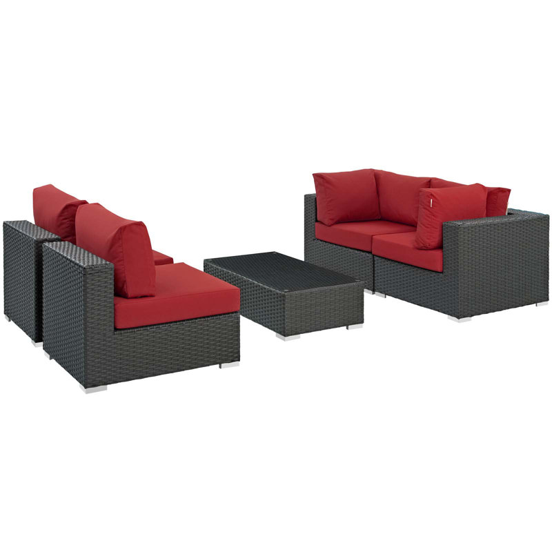 Ensemble modulaire d'extérieur Sunbrella 5 pièces Stopover, Rouge