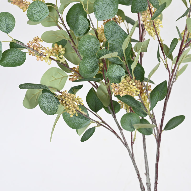 35" H Spring Summer Eucalyptus Blossoms Cluster Bush Stem For Vase Filler