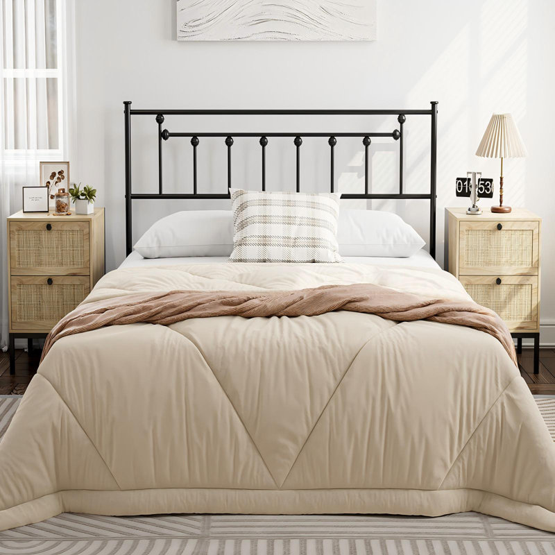 Metal Headboard - Adjustable Height - Only For Bedroom, Rustic Farmhouse Style, Attach Frame, Full, Black