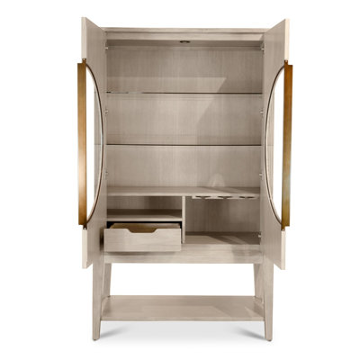 Manhattan Valley - Curio with Touch Lighting - Dusty Rose Finish
