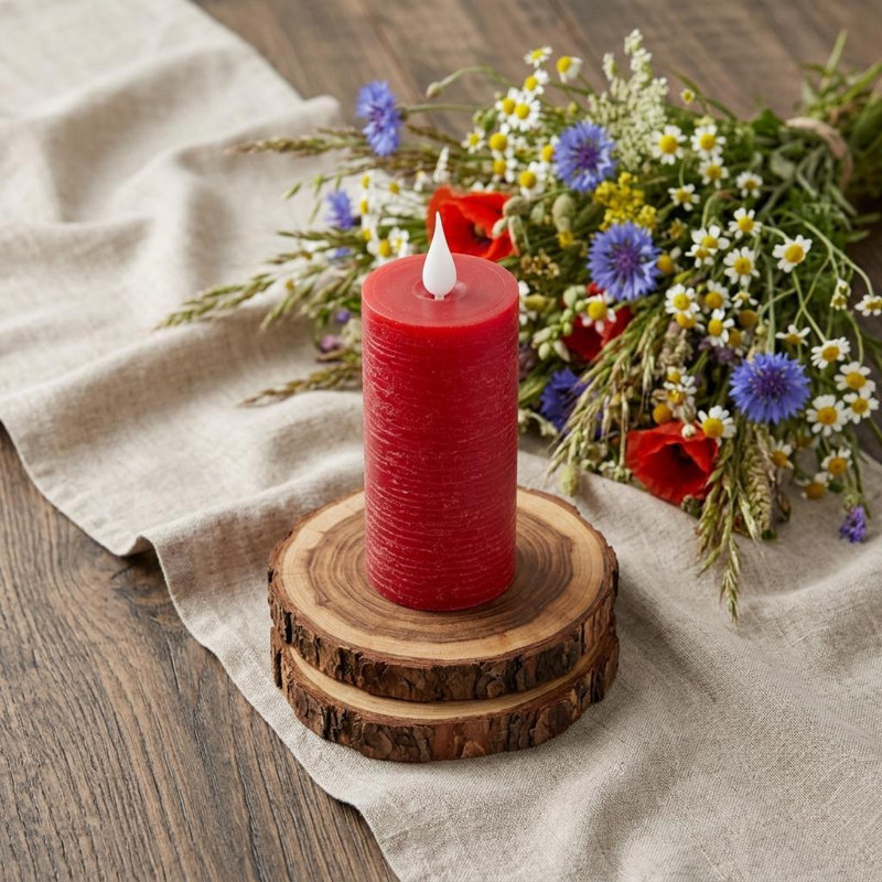 Bougie colonne sans flamme 5 po rouge