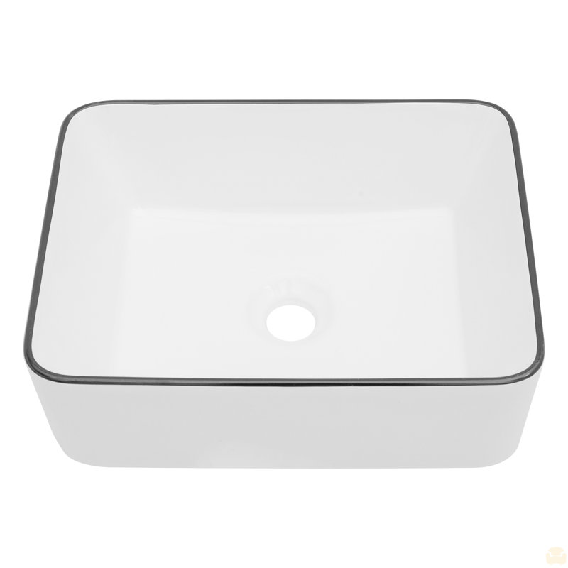 16X12 Inch Ceramic Rectangular Vessel Bathroom Sink, Gray