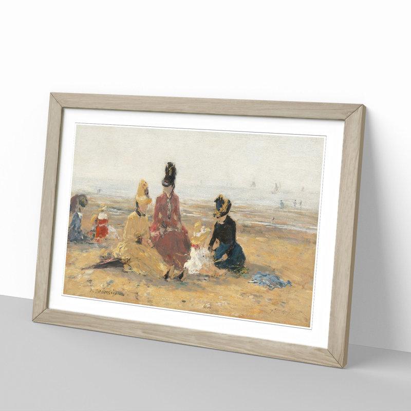 Beach at Trouville Vol.2 by Eugene Boudin - Picture Frame Painting, 27cm H x 36cm W x 2cm D, Oak Framed
