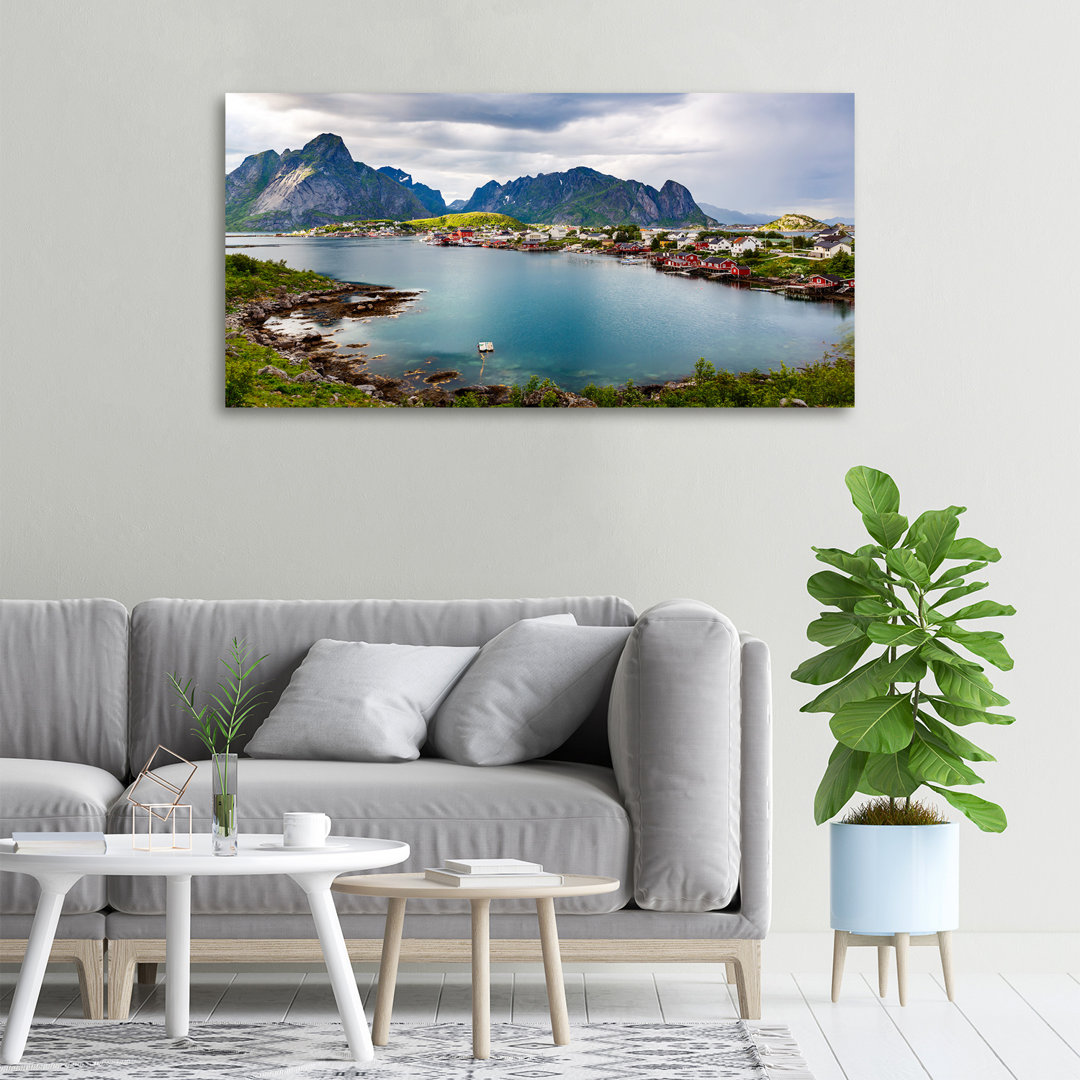 Leinwanddruck - Wandkunst - Drucke auf Leinwand - 100X50 Bildmotiv: Lofoten in Norwegen