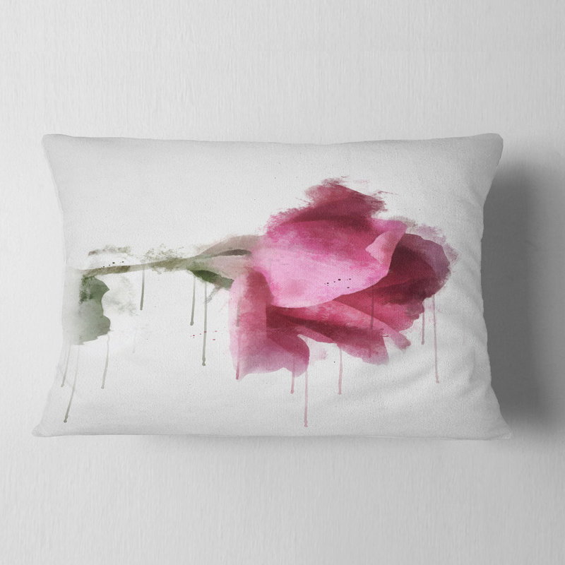 Magnifique aquarelle rose - dessin imprimé floral, 12 po x 20 po, Rectangle