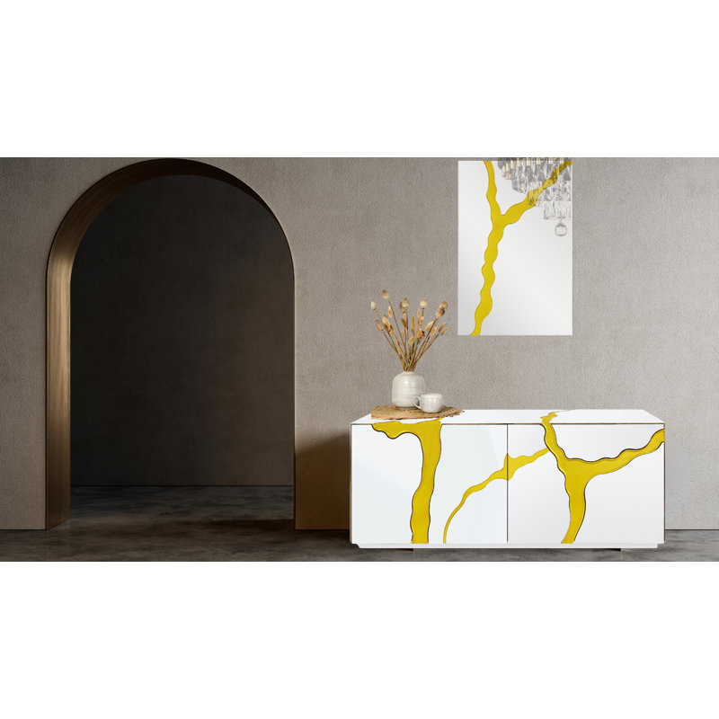 Tv Stand 71" In White Glass With 7 Color Changing Rgb Lights And Remote