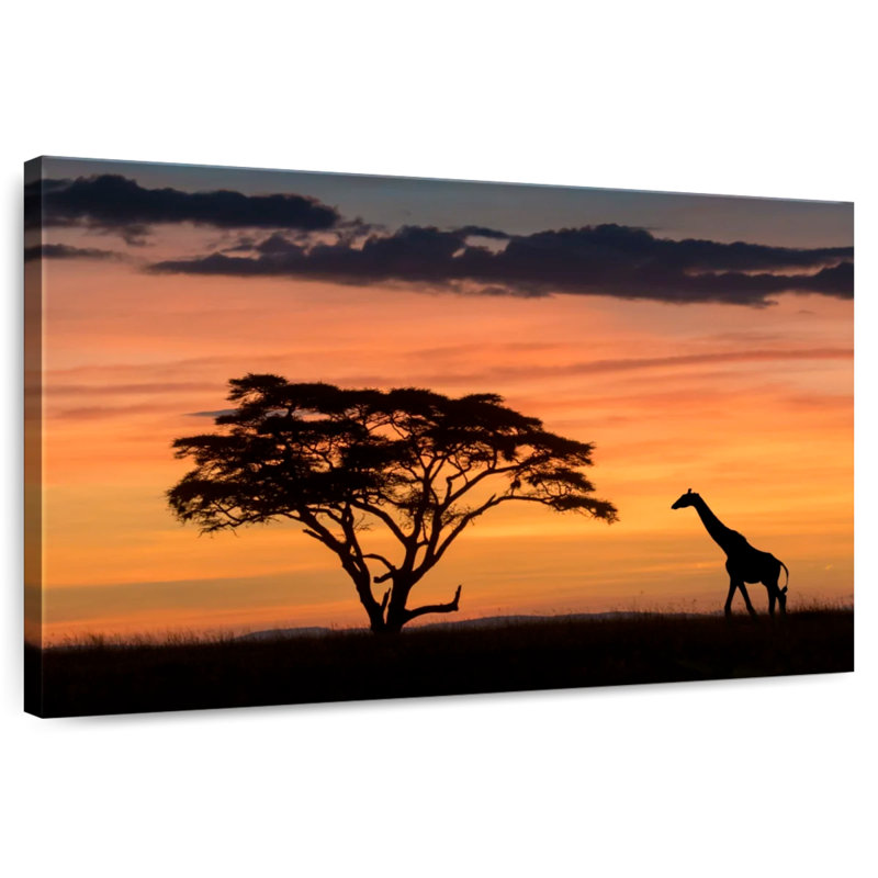 Alvord Masai Mara Giraffe au coucher du soleil, H 16 po x l 24 po