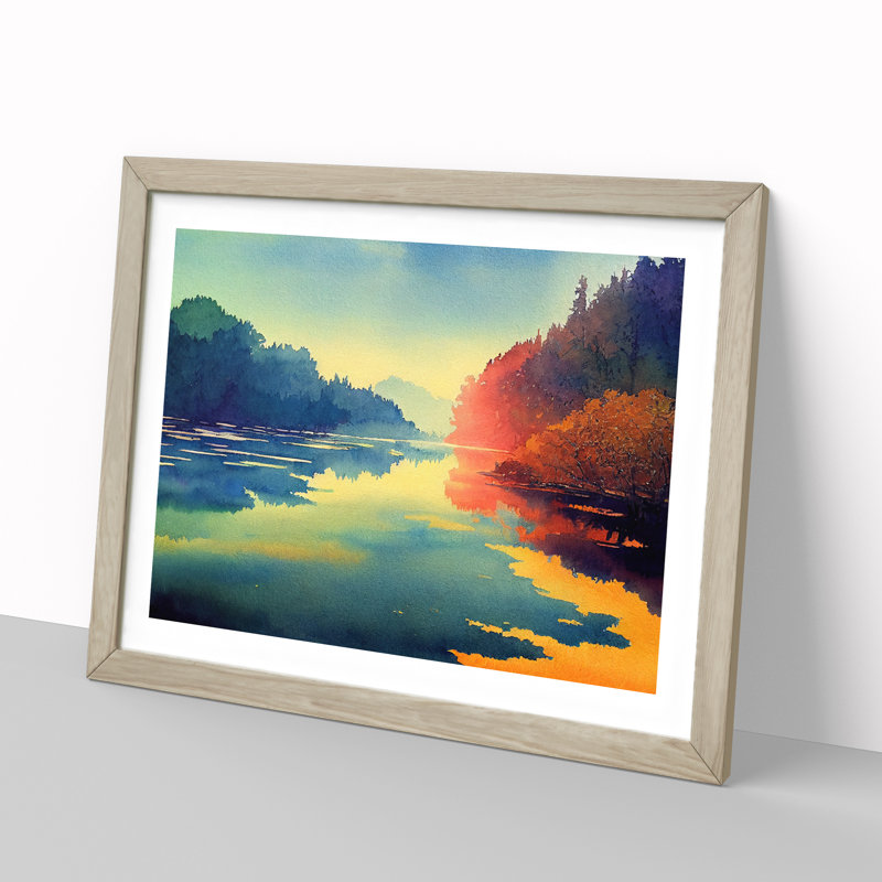 Colourful Forest River Vol.3 - Single Picture Frame Print, Oak Framed, 34cm H x 46cm W x 2cm D