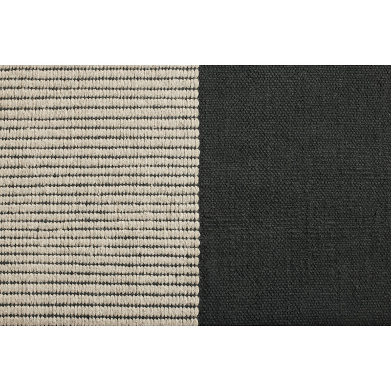 Light Between Wool Striped Area Rug in Charcoal/Ivory, Rectangle 8' x 10'