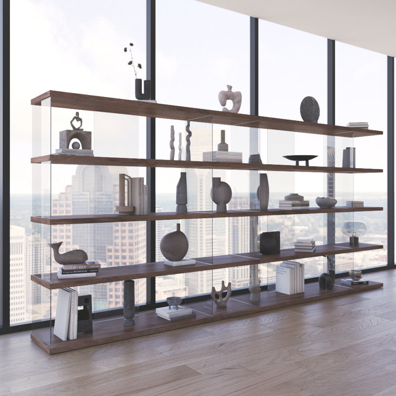 Matana 141.8" Bookcase with Matte Finish, Walnut