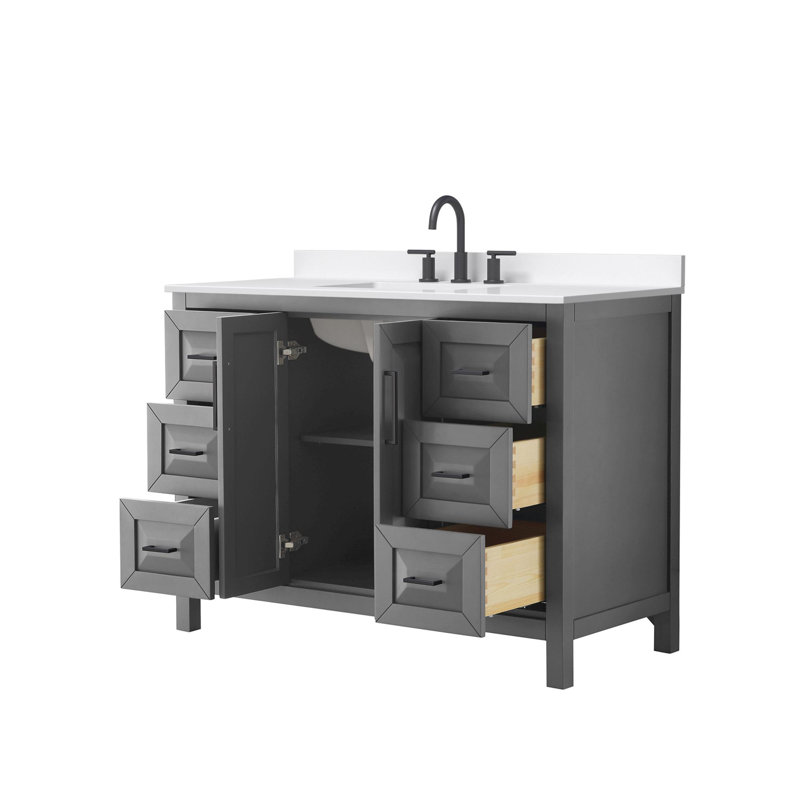 Daria 48'' W Vanity, Gray, Matte Black, Giotto Quartz
