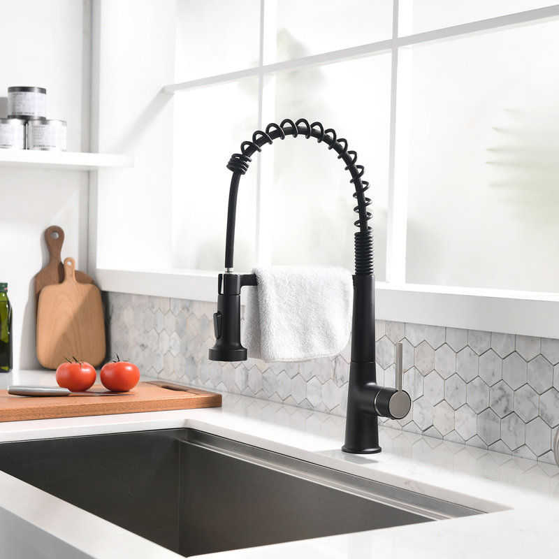 Robinet de cuisine noir rétractable, poignée simple moderne pour lavabo, robinet rétractable