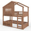 Lit superposé de style maison avec bibliothèque et rails de sécurité