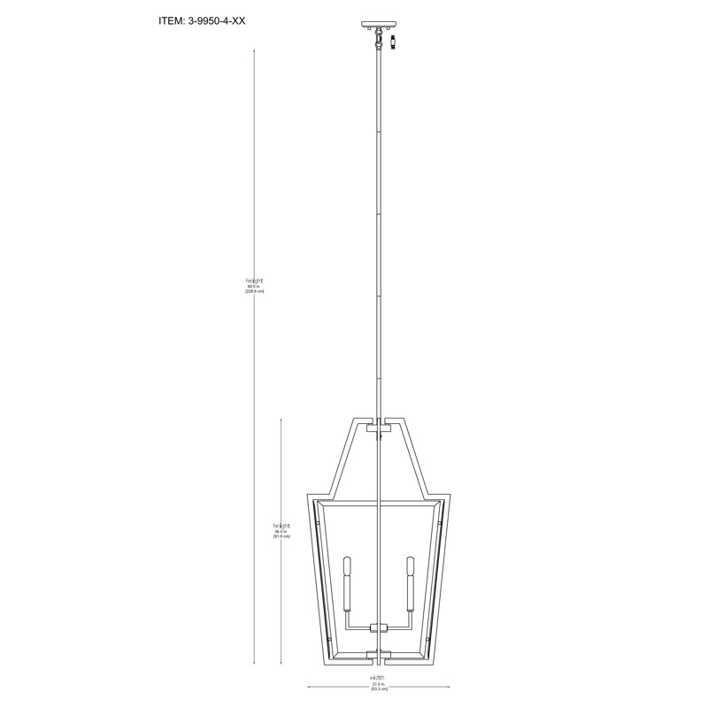 Aashiya 4 - Light Square/Rectangle Pendant in Brass, Brass