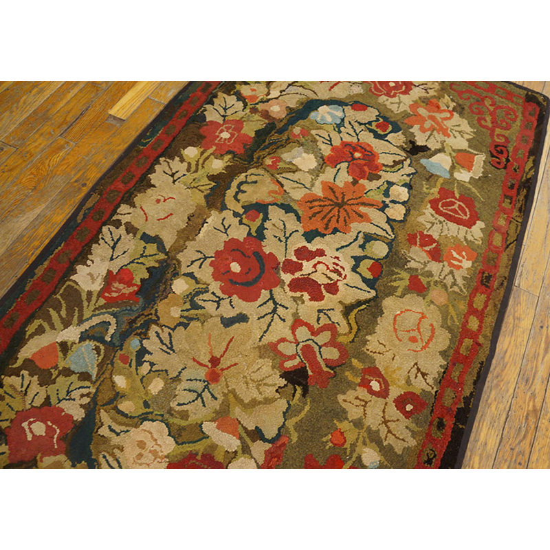 Tapis antique en laine American Hooked Antique