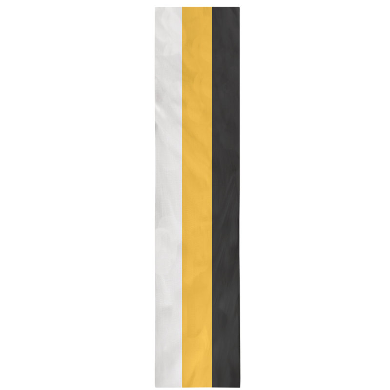 Boston Table Runner, 72" x 16", Cotton Blend, Pittsburgh,White/Gold/Black