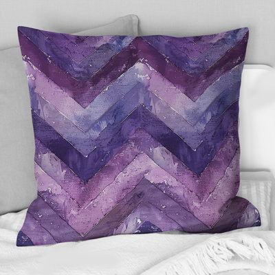 Purple Midcentury Chevron Bliss II - Midcentury Throw Pillow