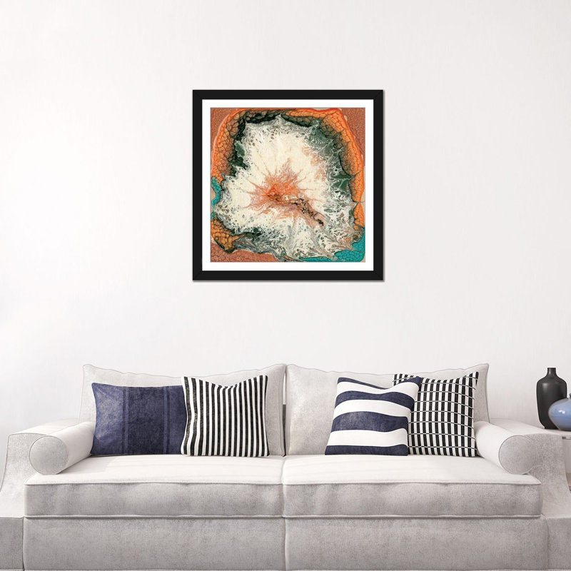 « caldera ii », impression sur toile, H 16 po x l 16 po x P 1 po, Papier d'art encadré noir, Blanc