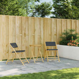 Vidaxl 3 Piece Folding Bistro Set with Bamboo Cushions