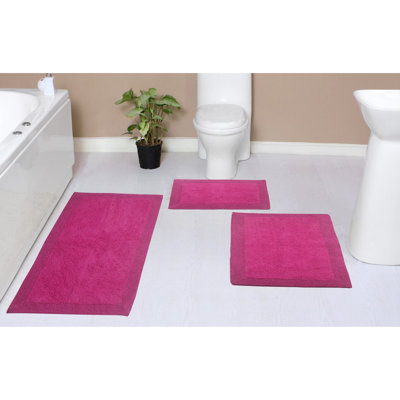 Bruss Luxury 100% Cotton Reversible Bath Rug (Set of 3)