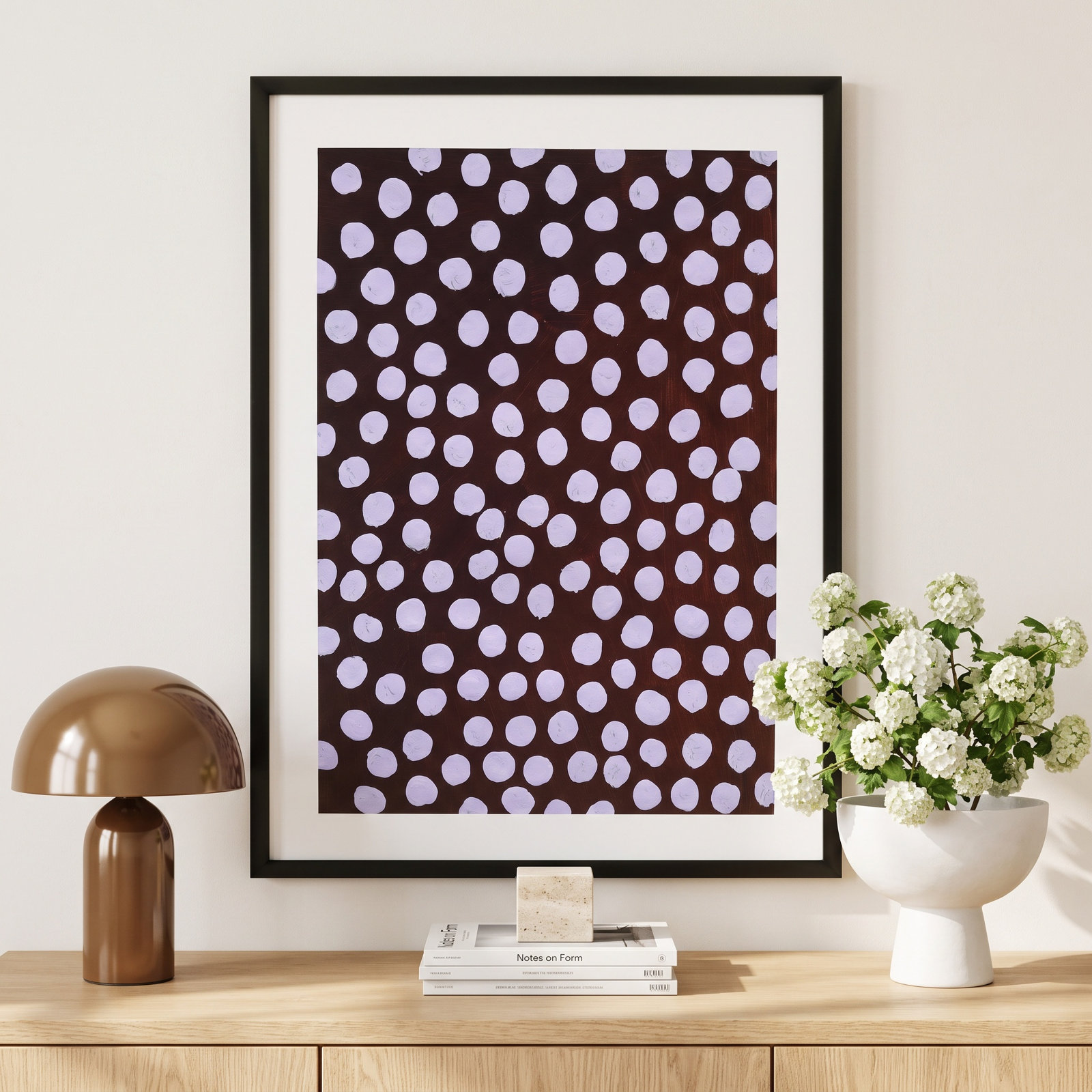 Navi "Lilac on Maroon" Painting, Black, 20" H x 14" W x 1.25" D