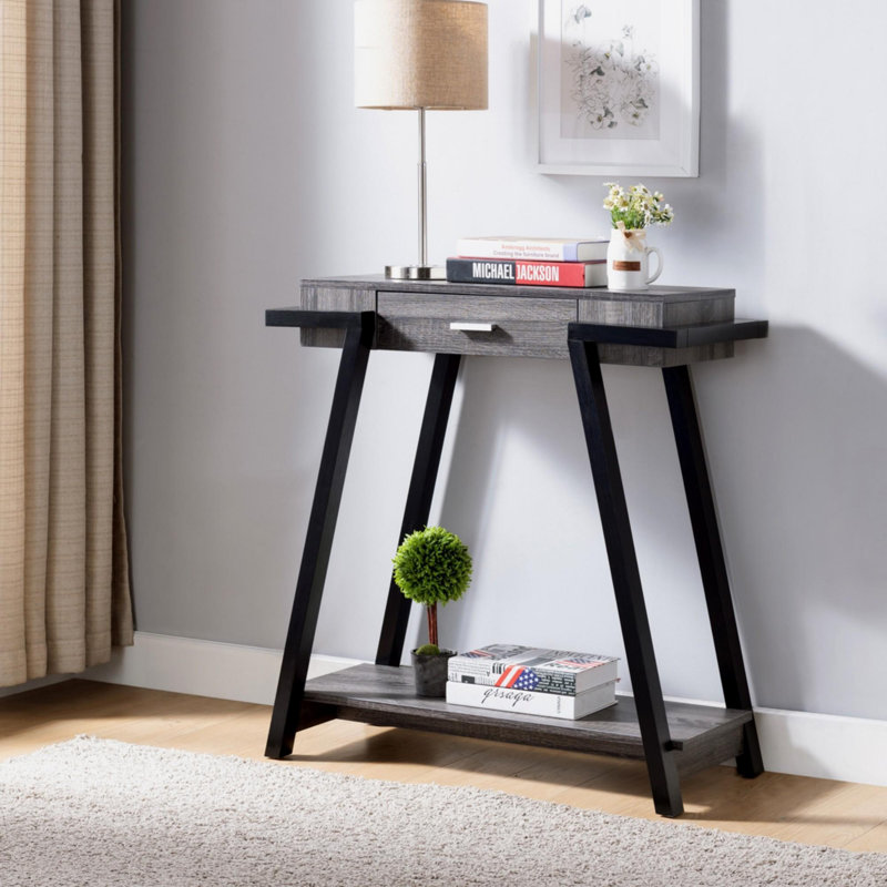 Modern Hallway Display Table with Drawer and Shelves