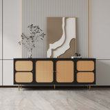 Rattan Sideboard Buffet Cabinet With Adjustable Shelves