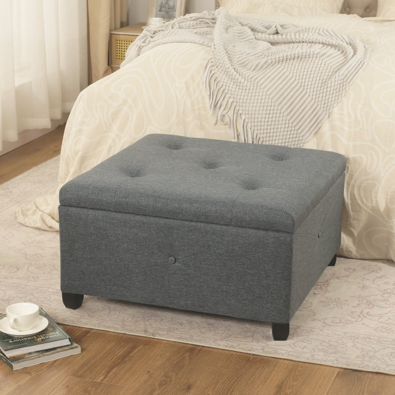 28" Linen Storage Ottoman Bench with Button Tufted 