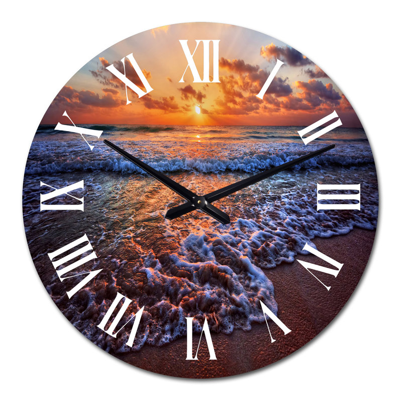Placid Shore and Whimsical Clouds - Horloge murale nautique et côtière, Moyen