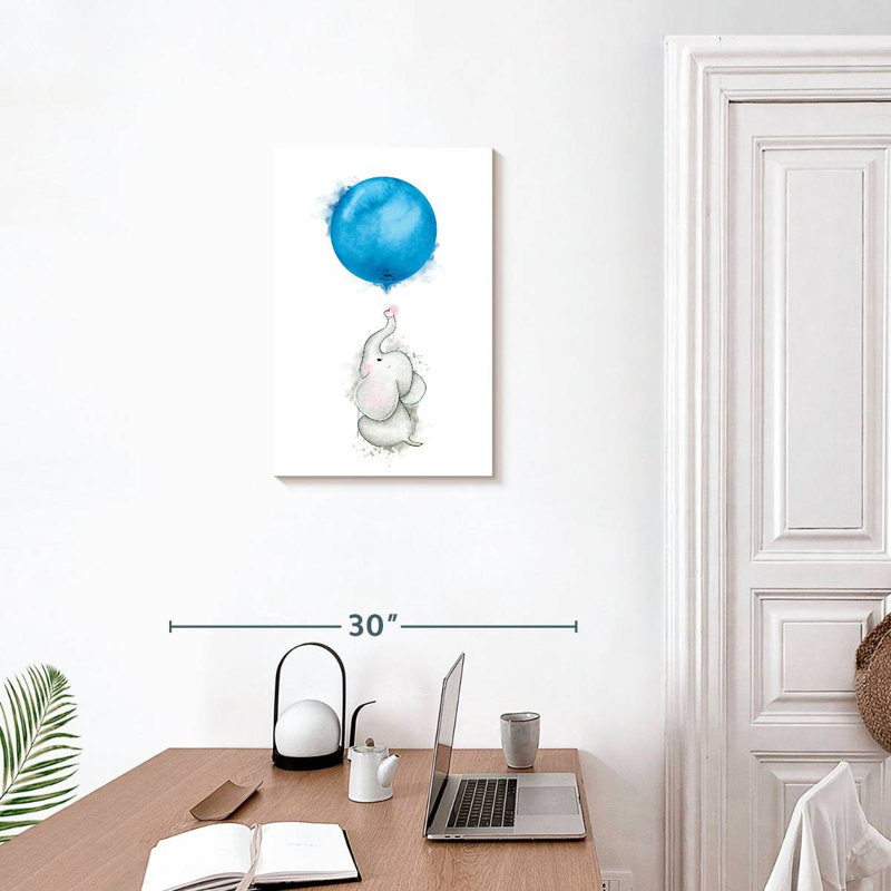 «Flying Baby Elephant Balloon Smudge», H 24 po x l 16 po